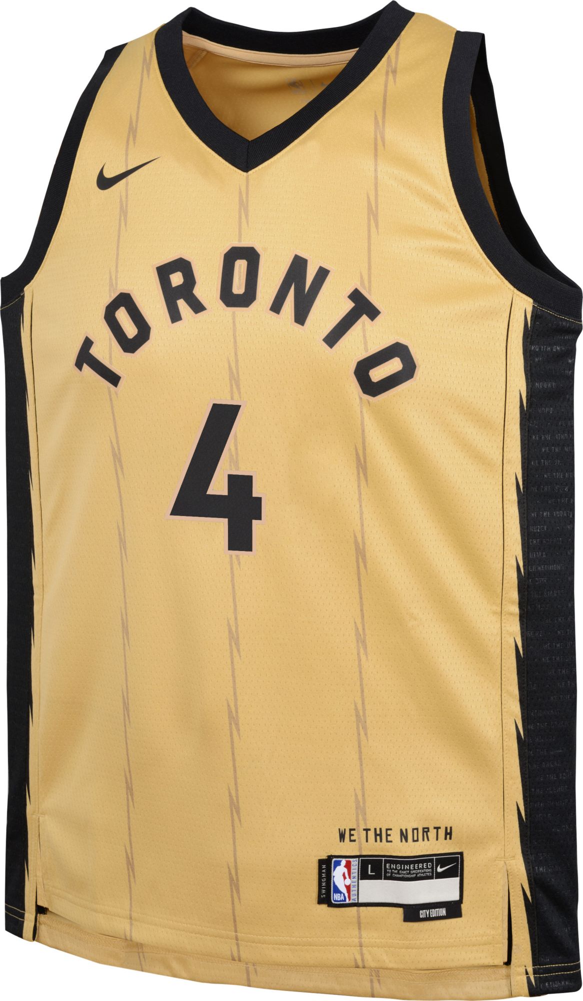 Nike Youth 2023-24 City Edition Toronto Raptors Scottie Barnes #4 Gold Swingman Jersey