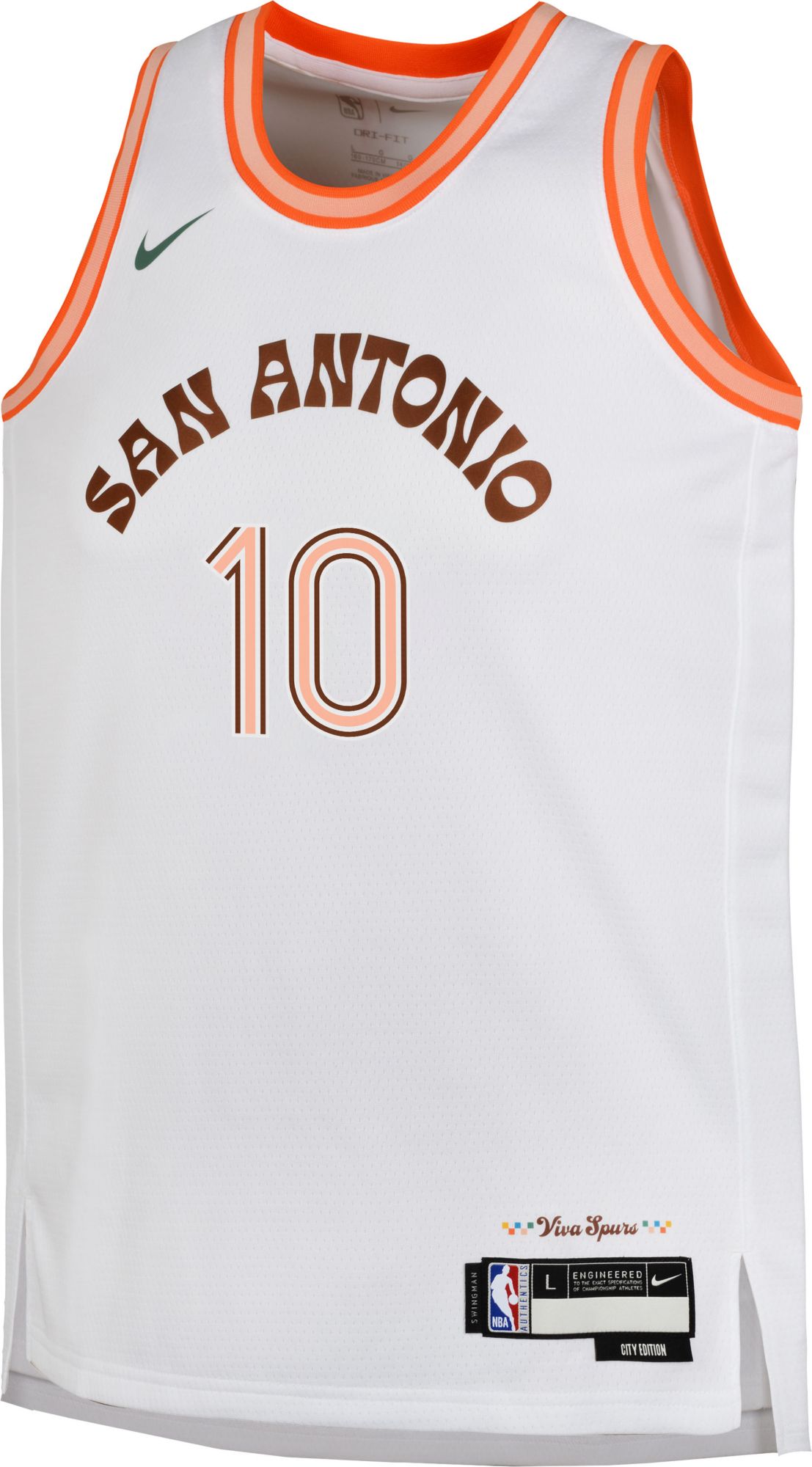 Nike Youth 2023-24 City Edition San Antonio Spurs Jeremey Sochan #10 White Swingman Jersey