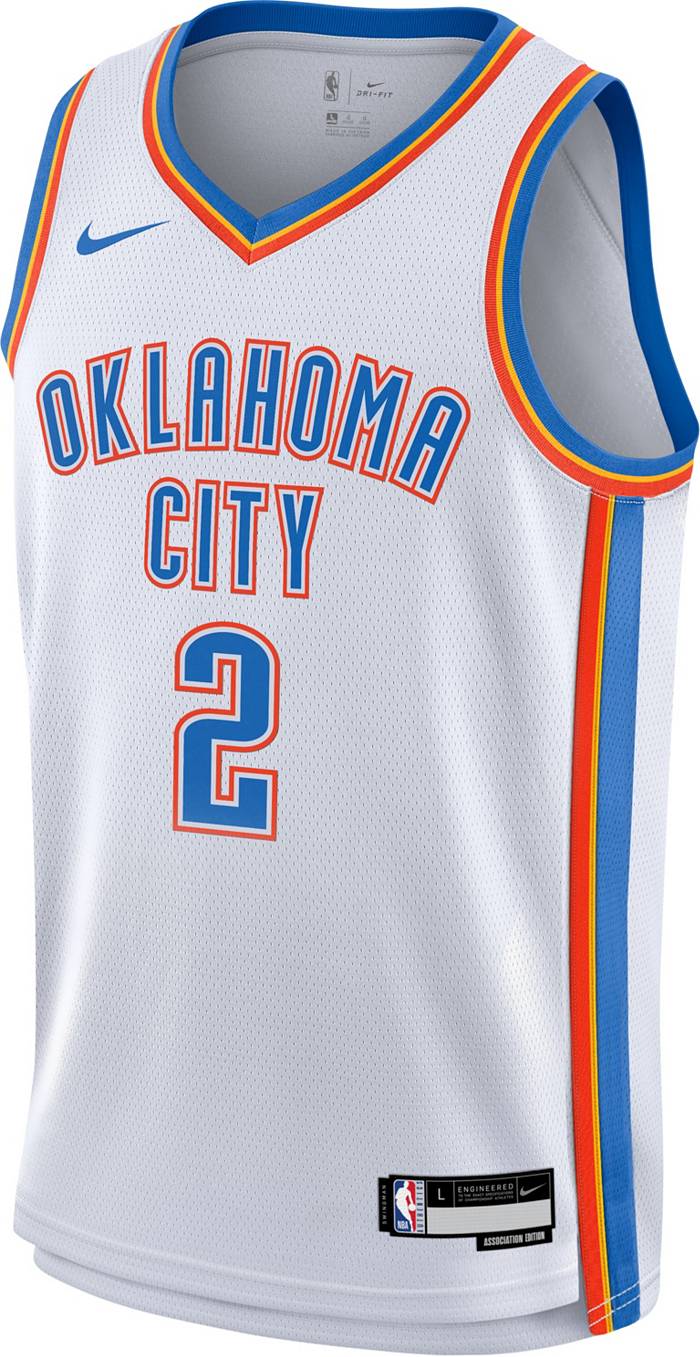 Nike Men's Oklahoma City Thunder Shai Gilgeous-Alexander #2 Blue Dri-Fit Swingman Jersey, Medium
