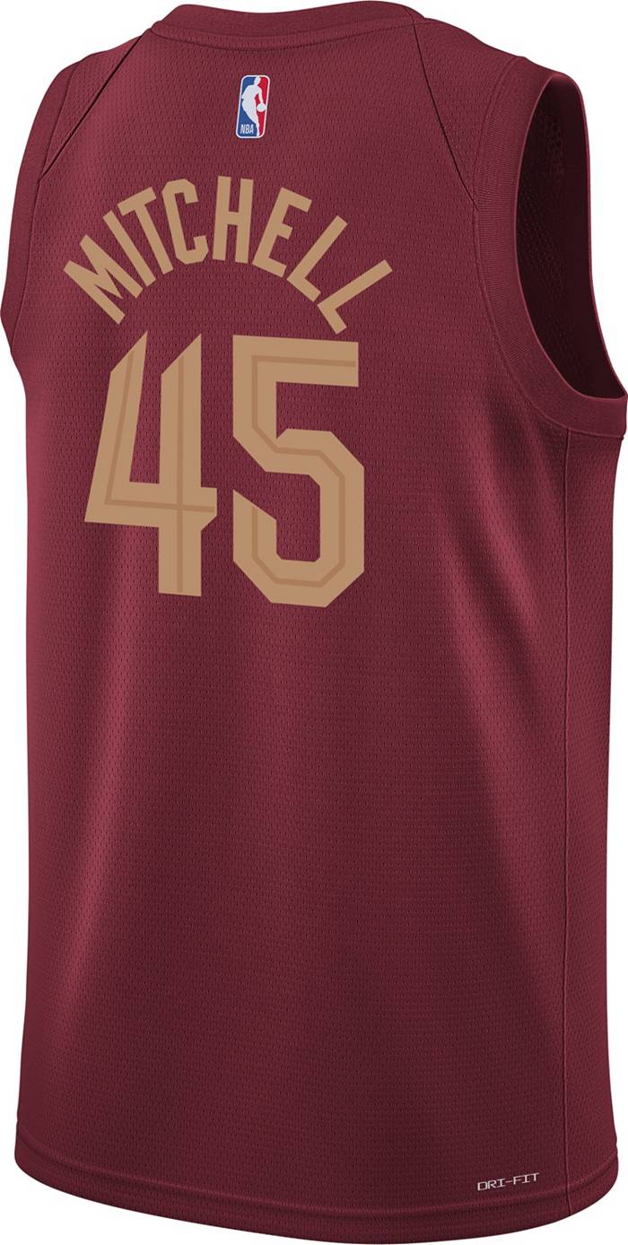 Nike Men's Cleveland Cavaliers Donovan Mitchell #45 Red T-Shirt, Small