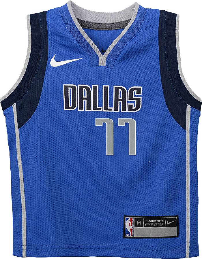 Nike Men's 2022-23 City Edition Dallas Mavericks Luka Doncic #77 Blue Dri-Fit Swingman Jersey, Medium
