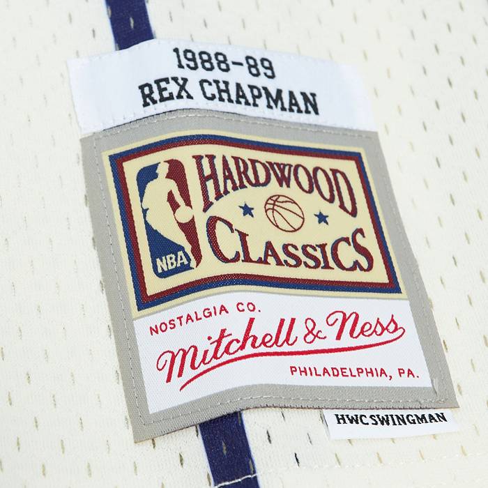 Men's Charlotte Hornets Rex Chapman Mitchell & Ness White Hardwood Classics  Swingman Jersey