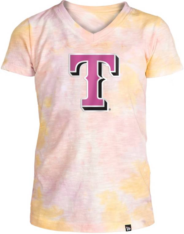 New Era Apparel Girl's Texas Rangers Tie Dye V-Neck T-Shirt