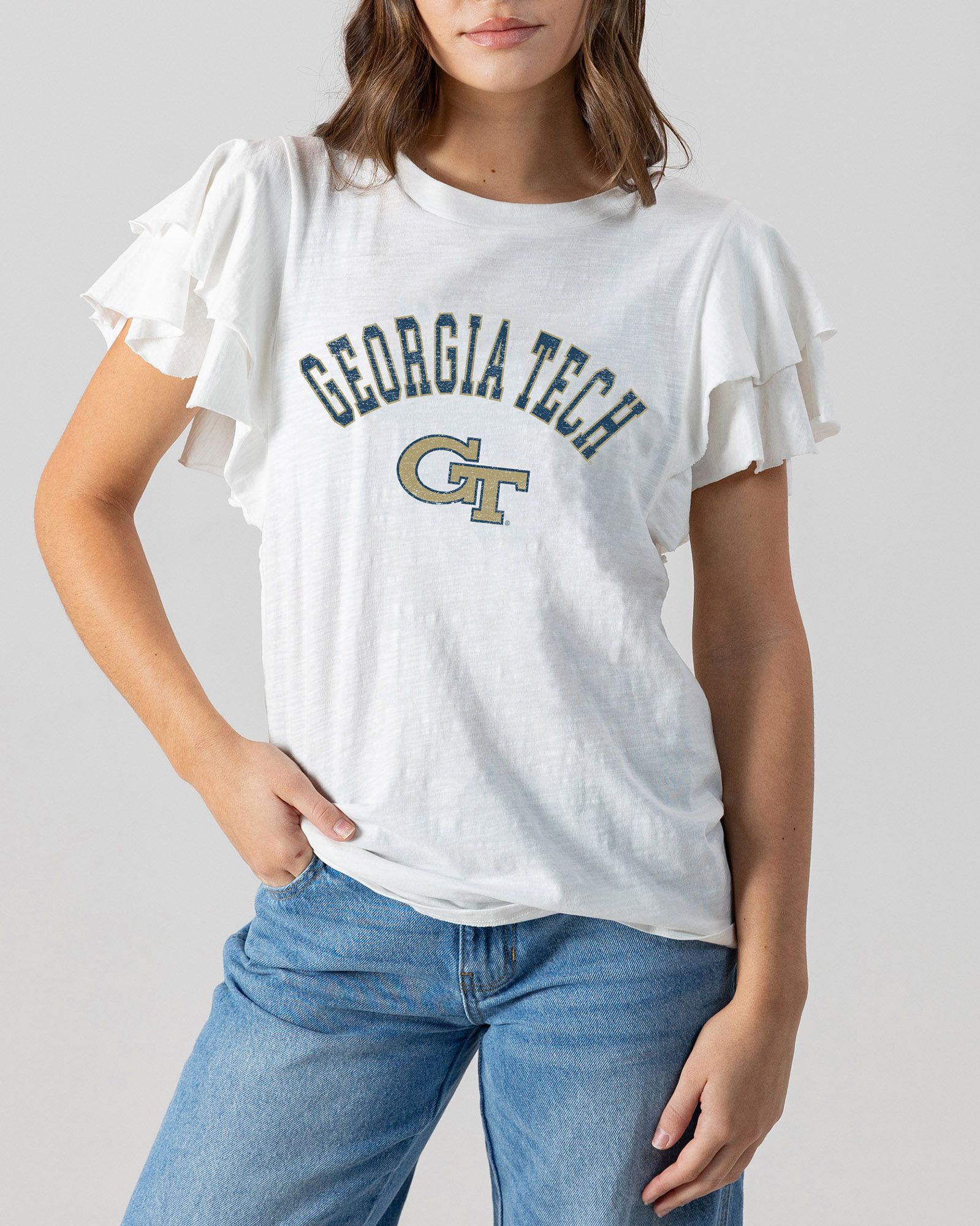 Gameday Couture Women's Georgia Tech Yellow Jackets White Flutter T-Shirt product image