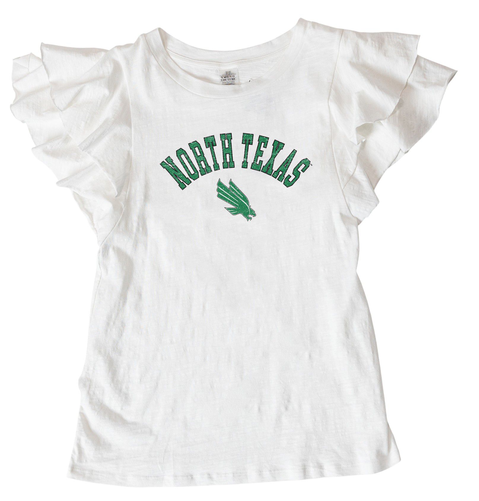 Gameday Couture Women's North Texas Mean Green White Flutter T-Shirt product image