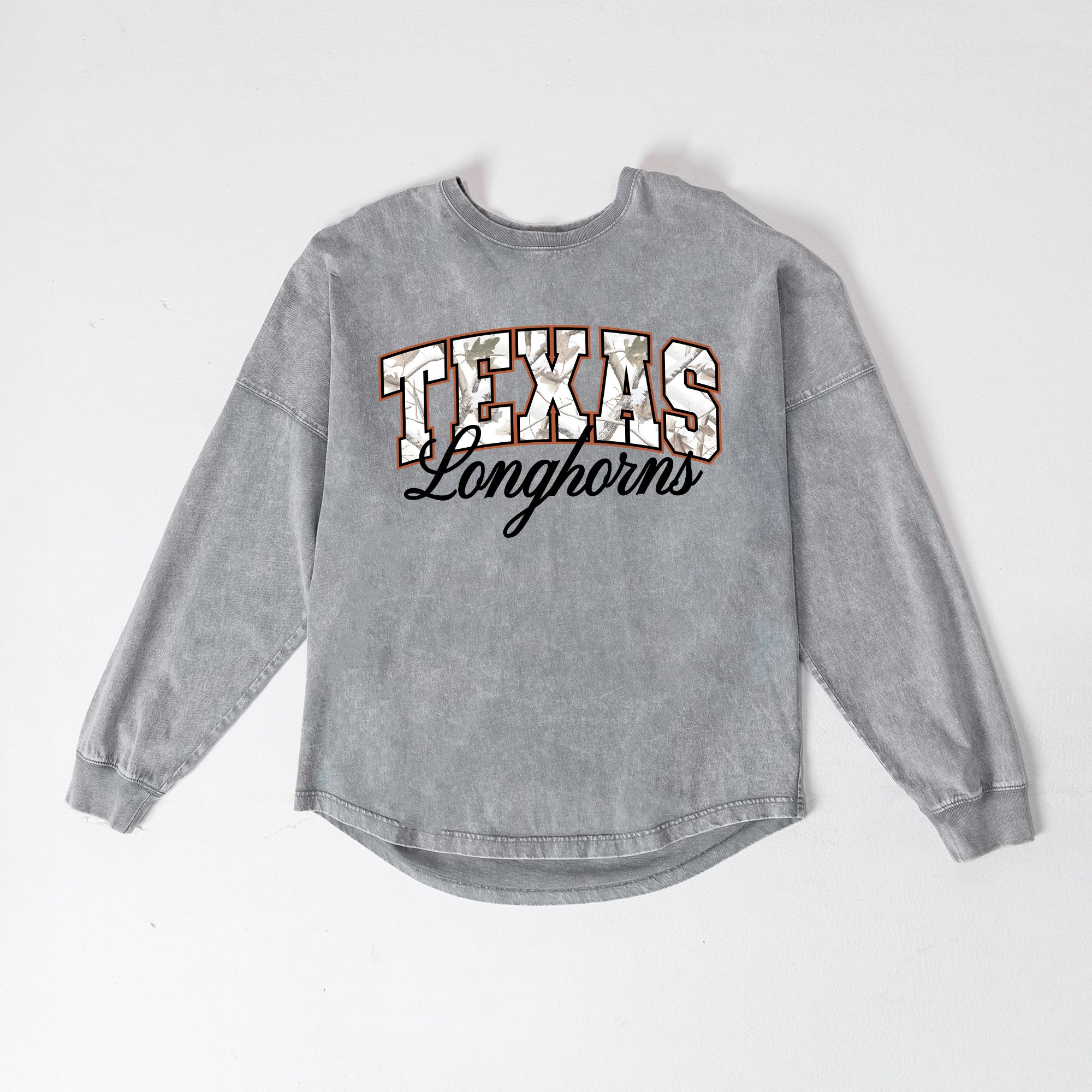 Gameday Couture Women's Texas Longhorns Grey Camo Fill Long Sleeve Shirt product image