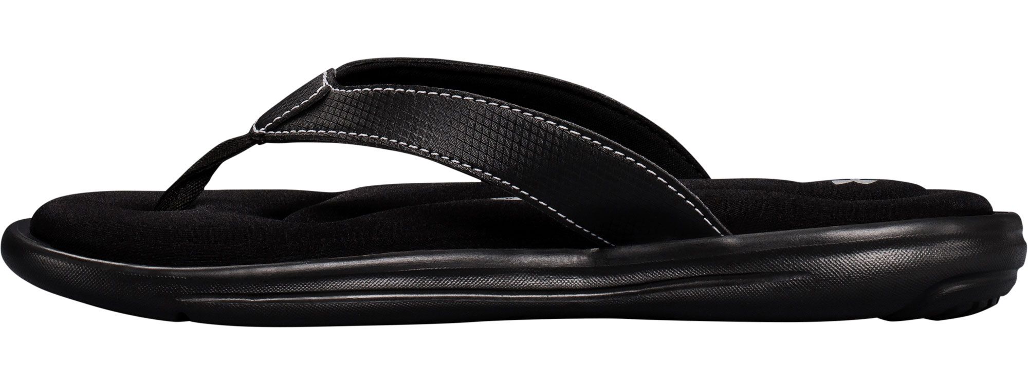 women's black under armour flip flops