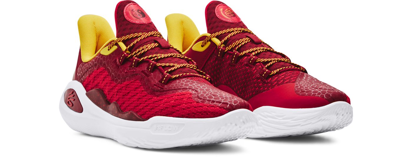 Red and white under armour basketball shoes sales
