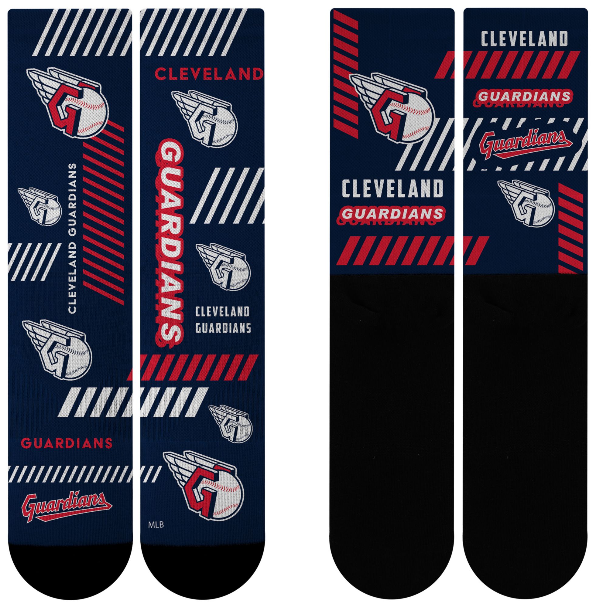 For Bare Feet Adult Cleveland Guardians Multi Fantastic Sublimated Crew Socks product image
