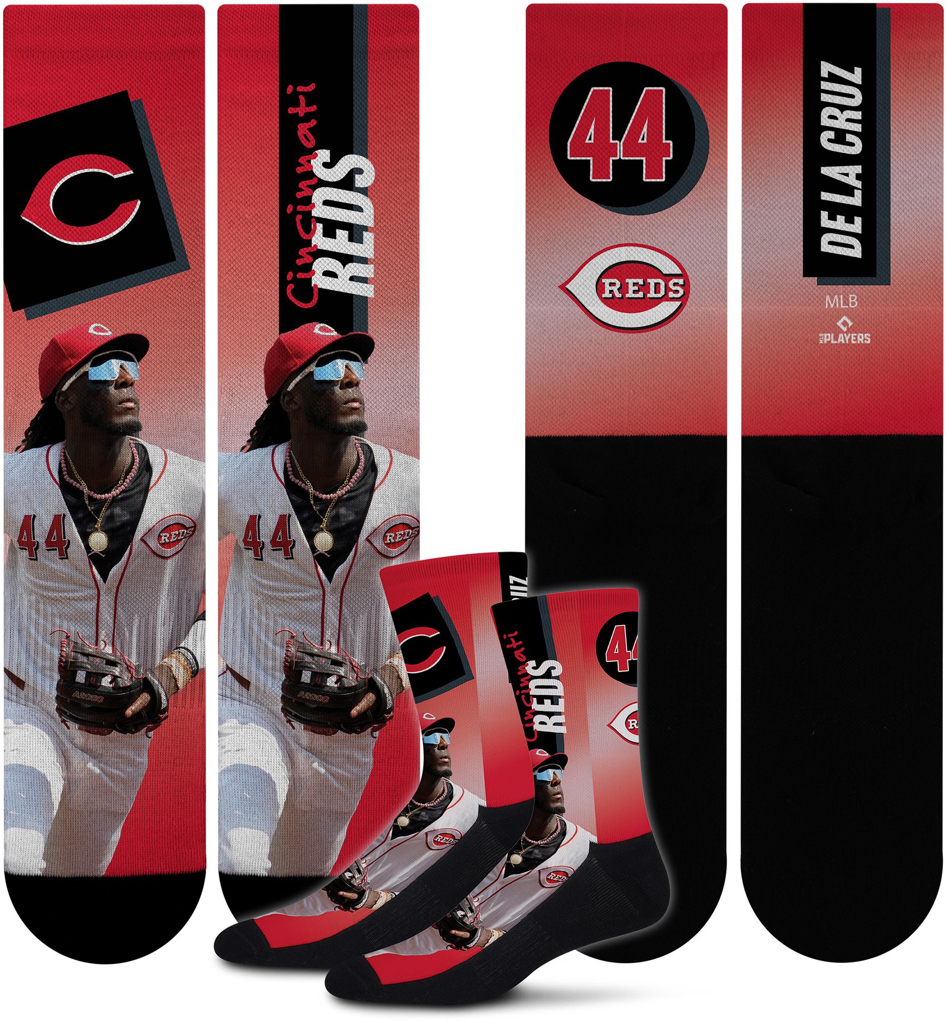 For Bare Feet Adult Cincinnati Reds Multi Shape Shifter Crew Sock product image