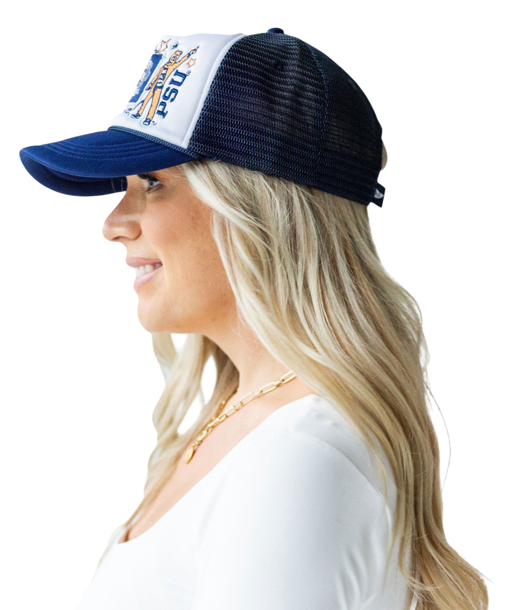Gameday Social Women's Penn State Nittany Lions Navy Layered Patch Foam Trucker Hat product image