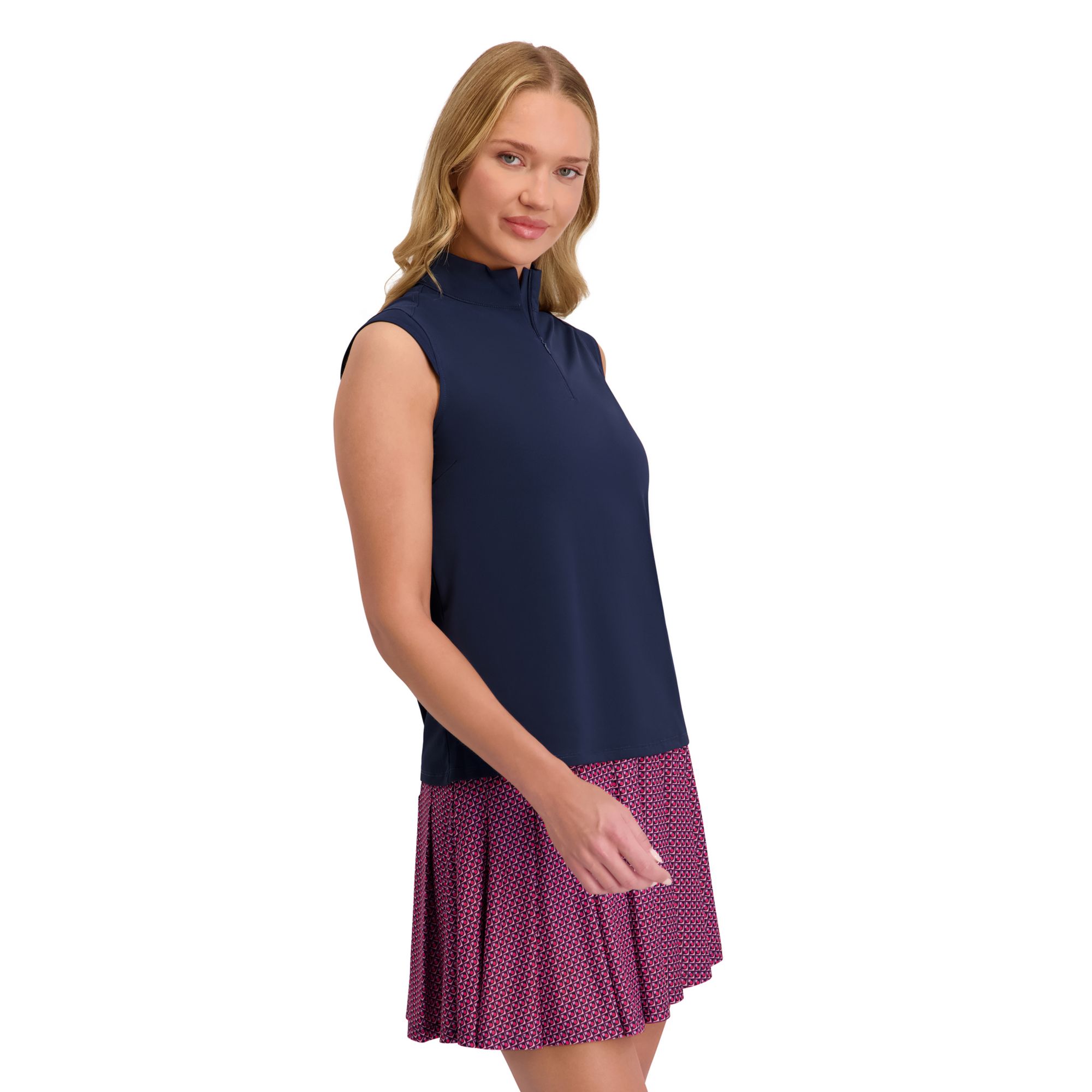 Stella Parker Women's Kyle Side Ruched Y-Neck Short Sleeve Polo product image