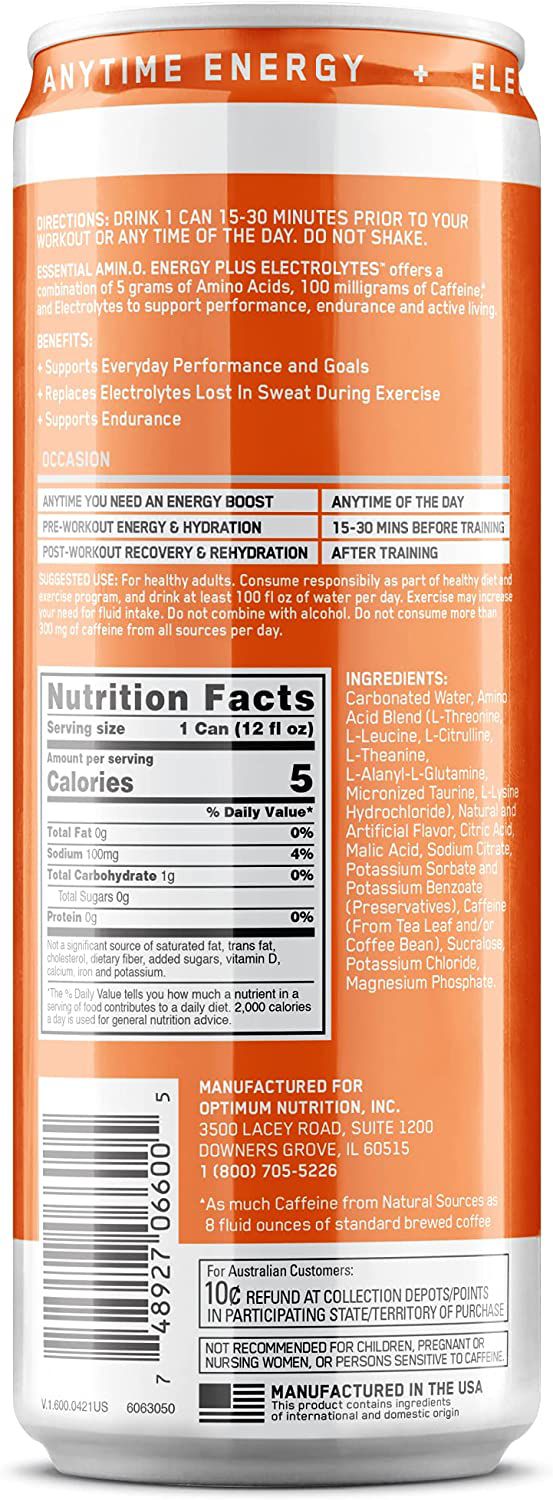 Optimum Nutrition Essential Amino Energy + Electrolytes Sparkling Hydration Drink product image