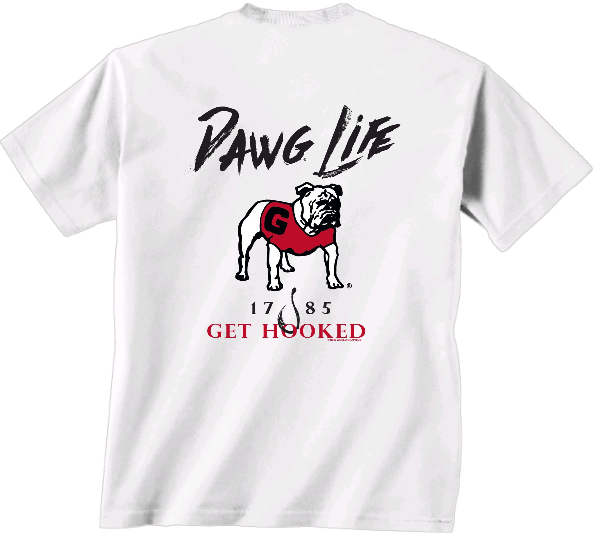 New World Graphics Men's Georgia Bulldogs Get Hooked White T-Shirt