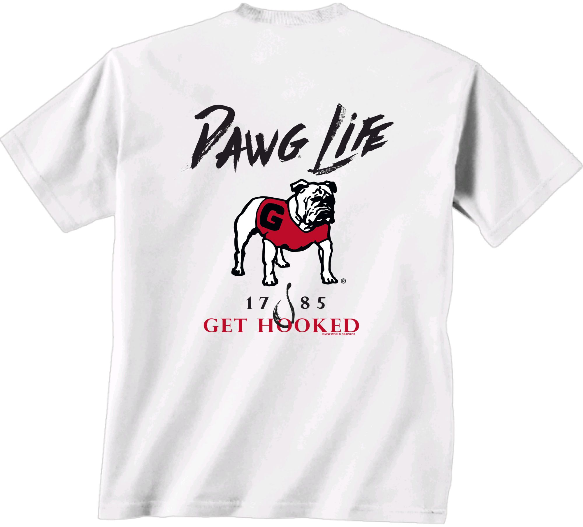 New World Graphics Men's Georgia Bulldogs Get Hooked White T-Shirt product image