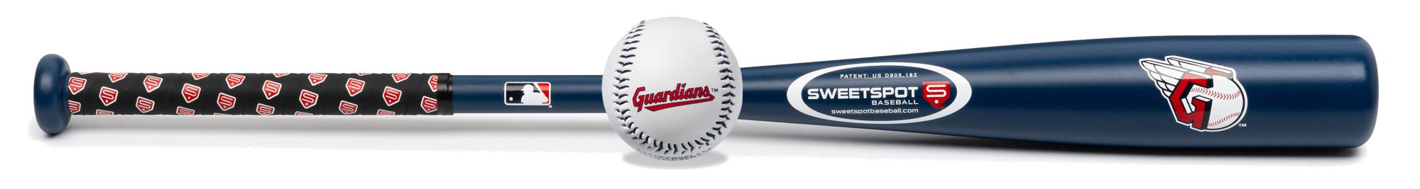 SweetSpot Baseball Cleveland Guardians 32” Senior Bat and Spaseball Combo