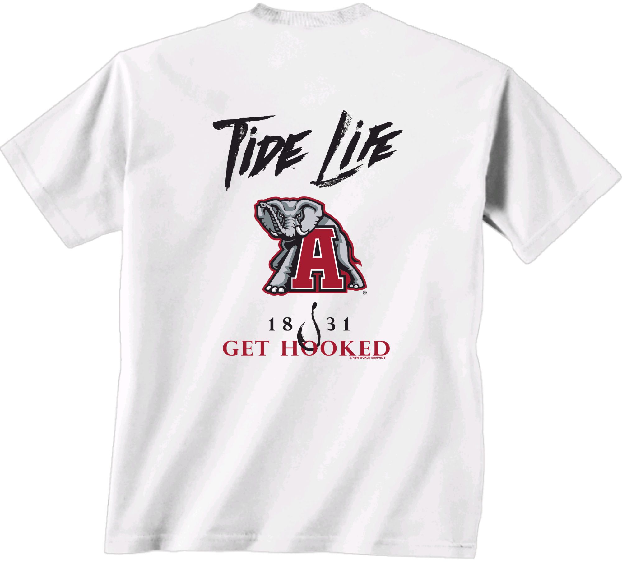 New World Graphics Men's Alabama Crimson Tide Get Hooked White T-Shirt product image