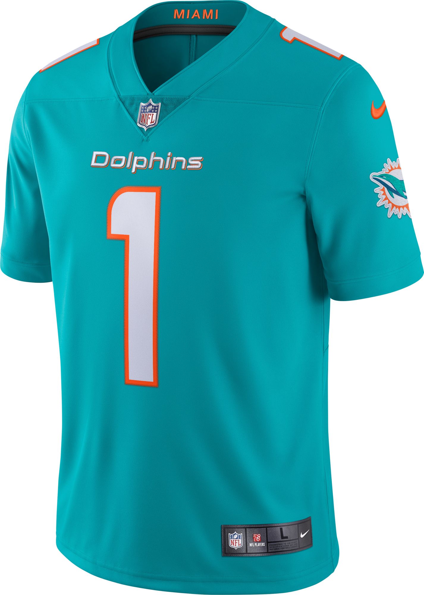 Nike Men's Miami Dolphins Tua Tagovailoa #1 Vapor Limited Aqua Jersey product image