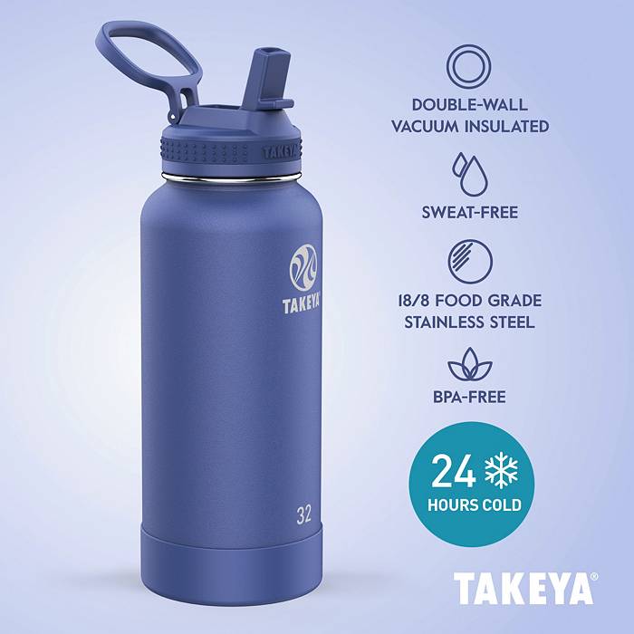 Takeya Actives Stainless Steel Water Bottle w/Straw lid, 32oz Teal 