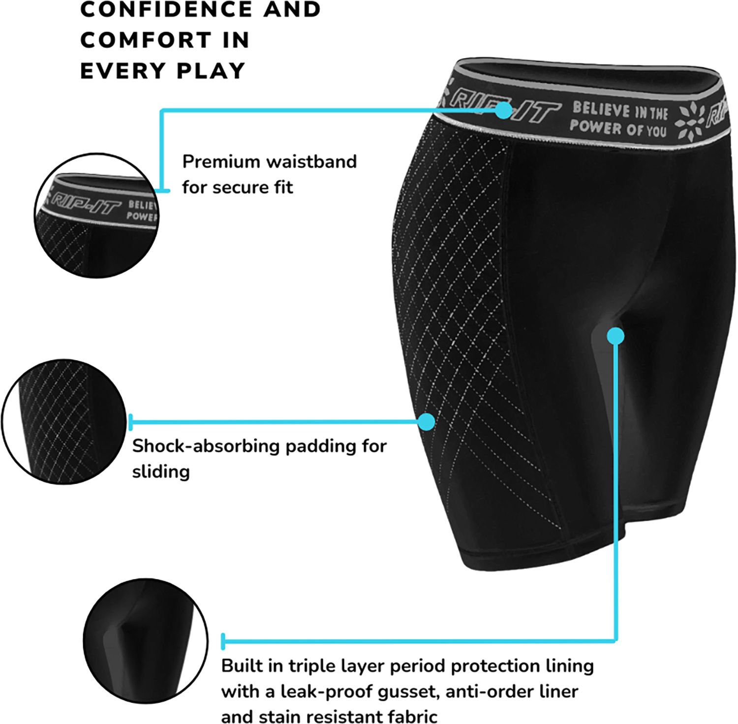 RIP-IT Women's Period-Protection Softball Sliding Shorts Pro product image
