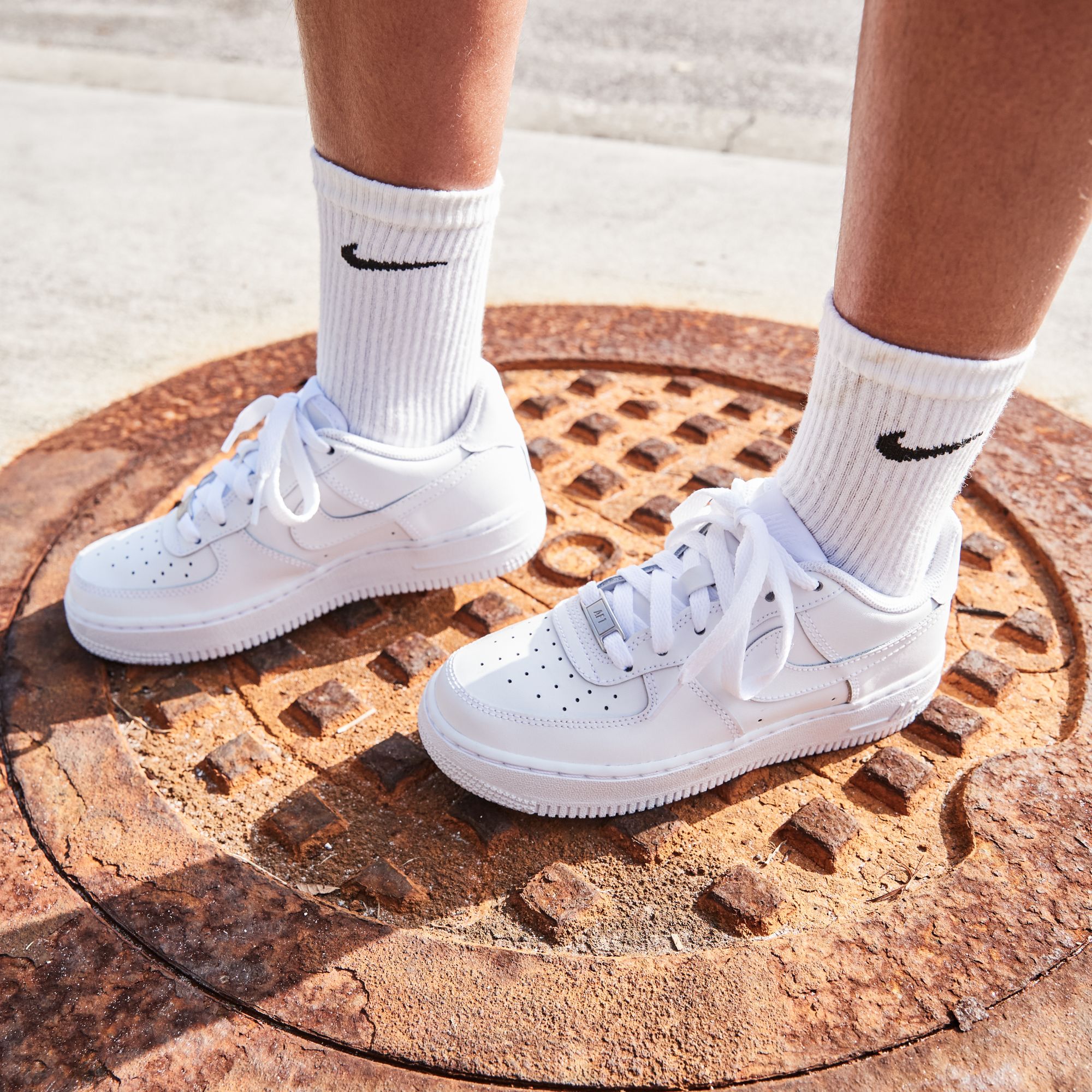 white nike air forces grade school