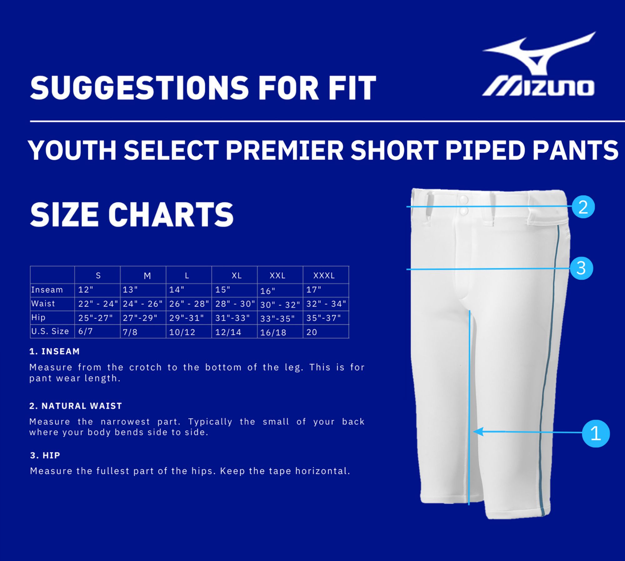 Mizuno Boys' Premier Short Piped Baseball Pants product image