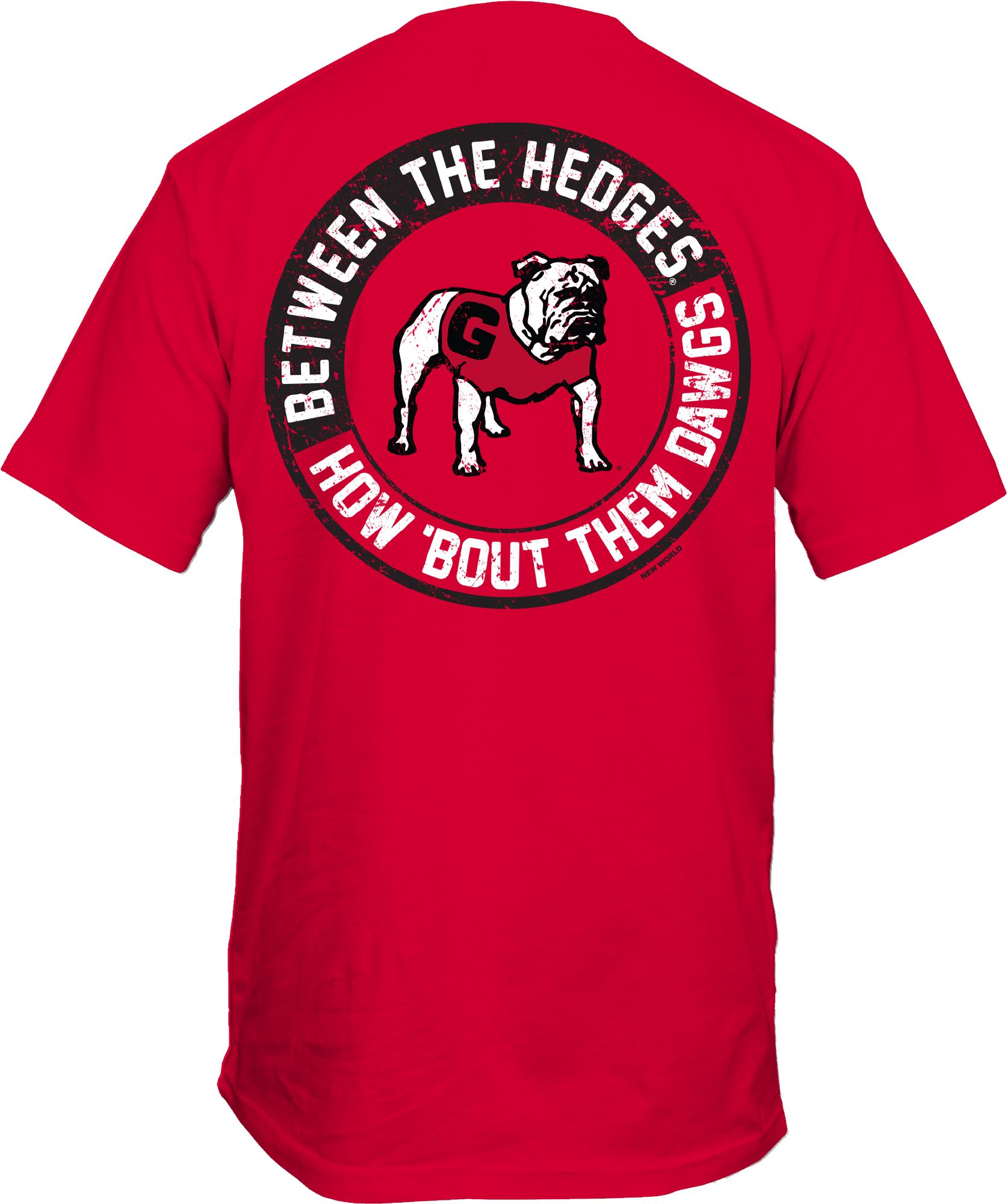 New World Graphics Men's Georgia Bulldogs Red Football Between the Hedges T-Shirt