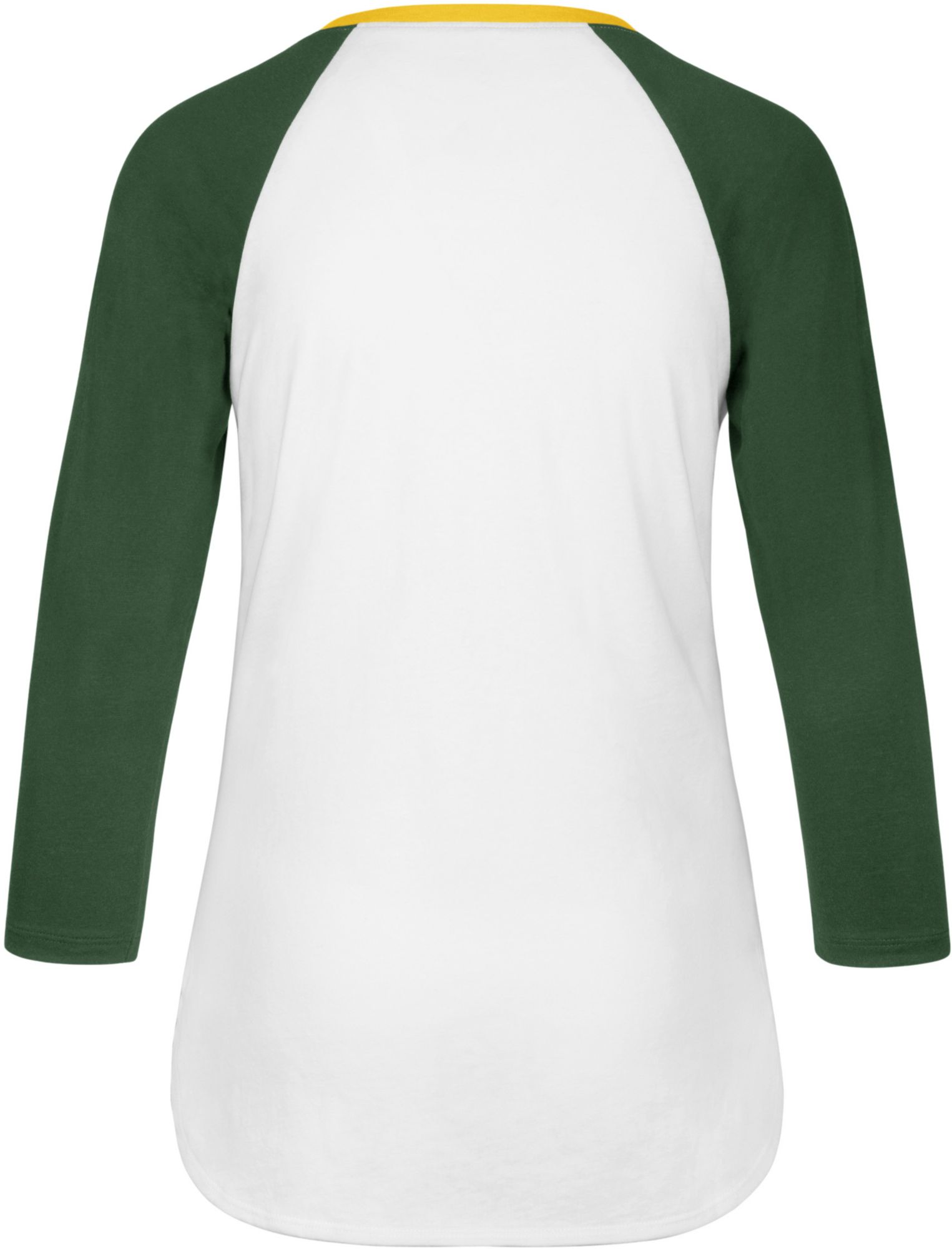 ‘47 Women's Green Bay Packers White Wash Raglan Three-Quarter Sleeve T-Shirt product image