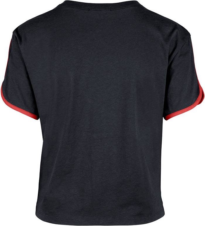 Atlanta Braves '47 Women's Inner Glow Dolly V-Neck Cropped T-Shirt -  White/Black