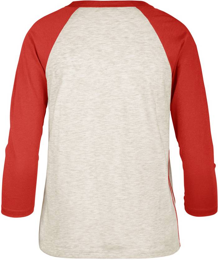 Women's Fanatics Branded Light Blue/Red St. Louis Cardinals True Classic League Diva Pinstripe Raglan V-Neck T-Shirt