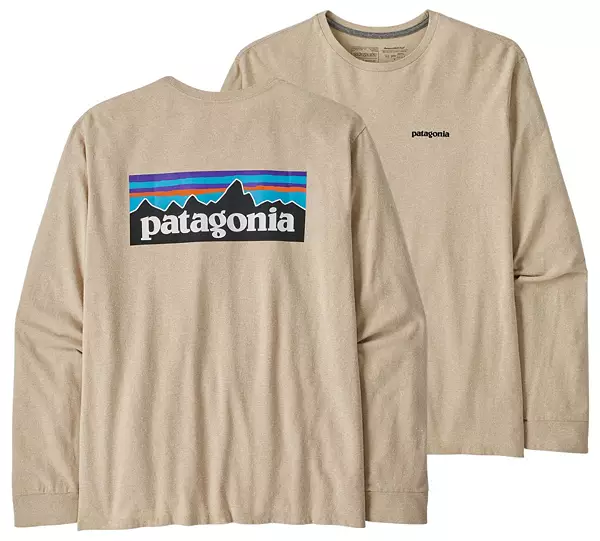 Patagonia Men's L Regular Fit LOGO Long Sleeve Tee Shirt T-Shirt Blue