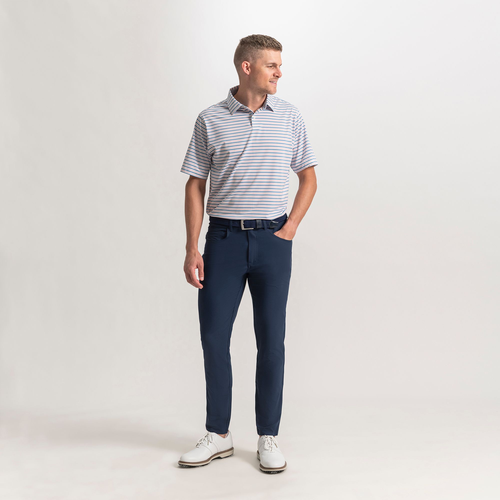 FootJoy Men's Pinstripe Pop Striped Performance Golf Polo product image