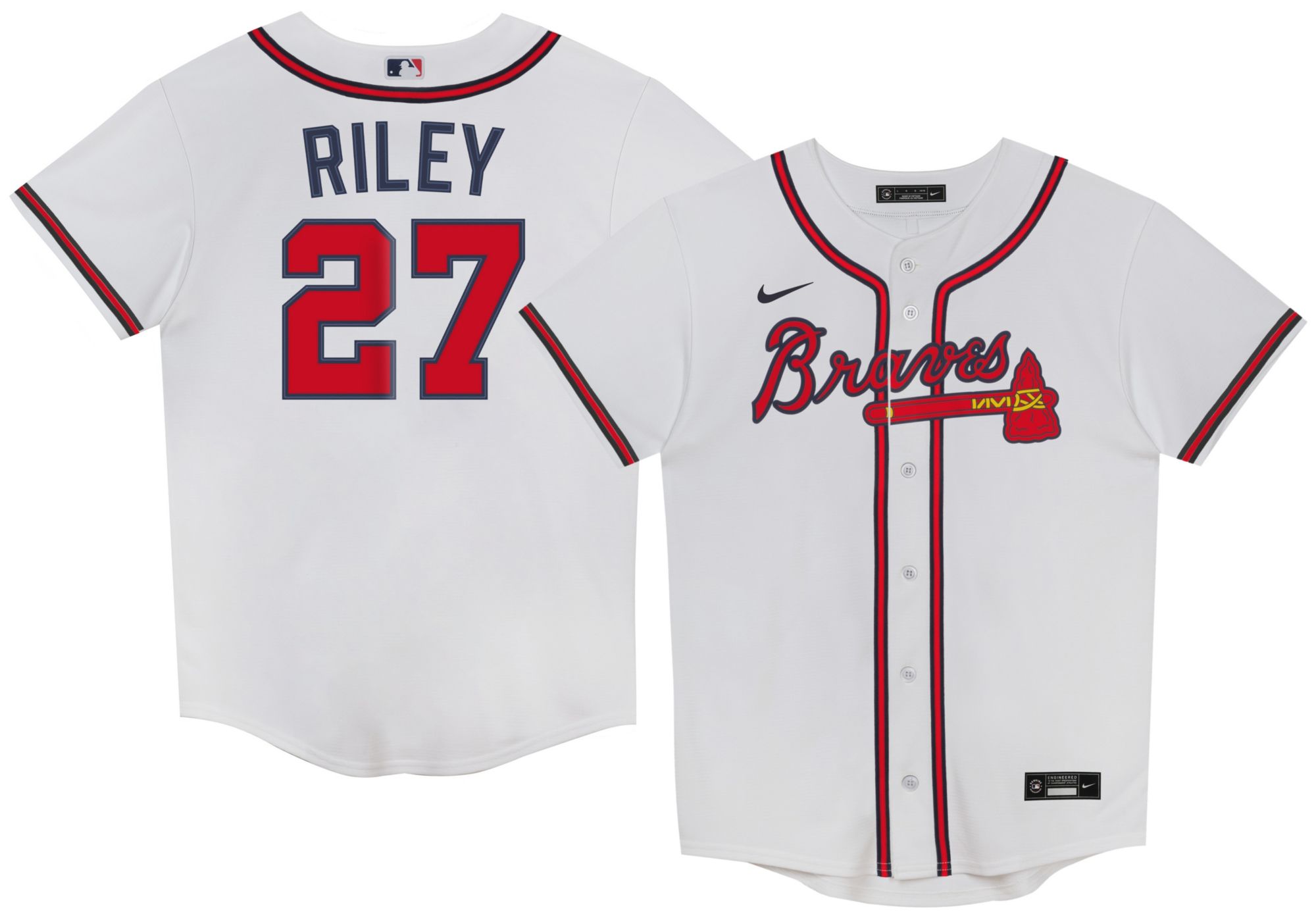 Nike Little Kids' Atlanta Braves White Austin Riley #27 Replica Jersey product image