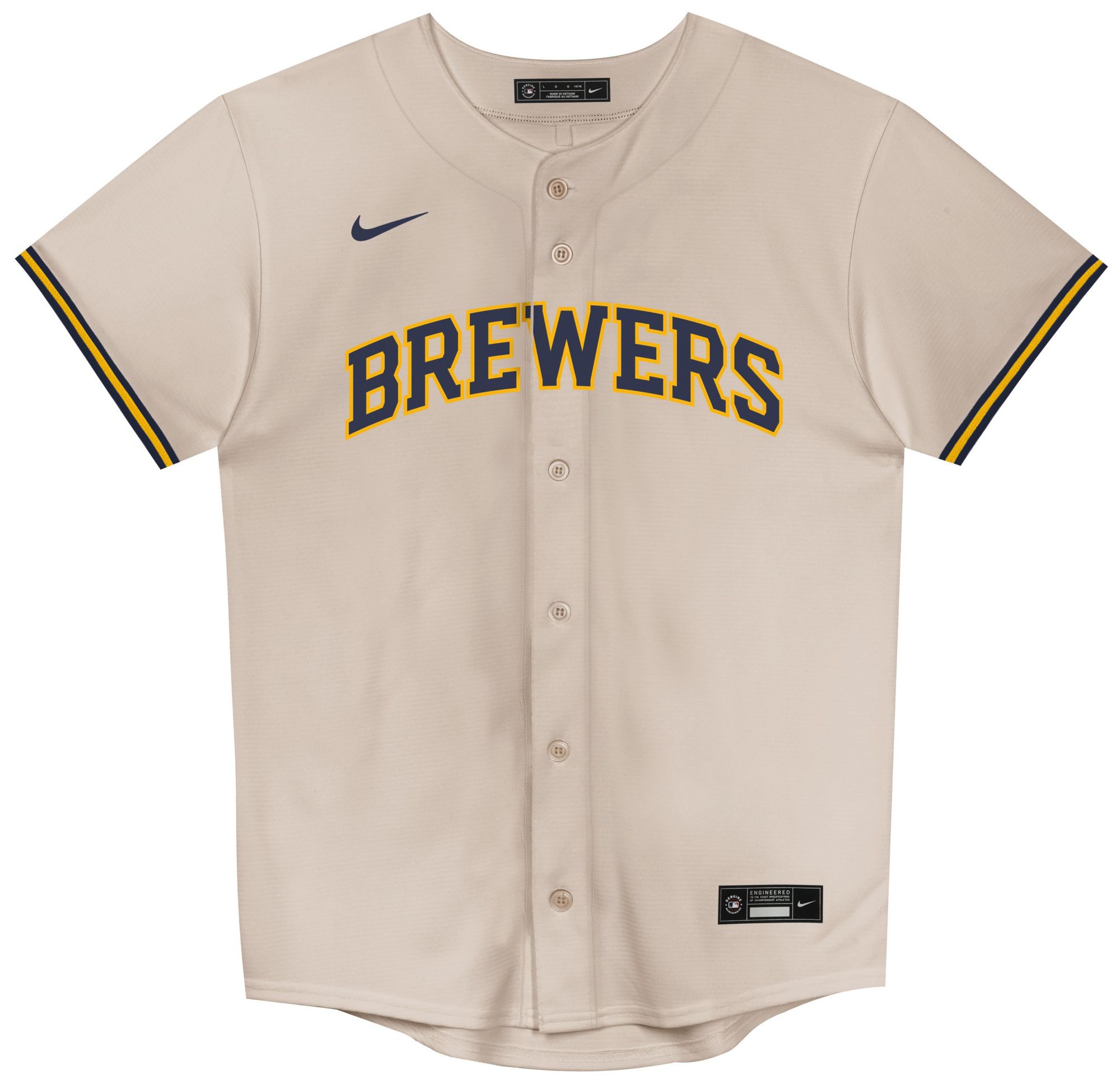 Nike Little Kids' Milwaukee Brewers Off-White Christian Yelich #22 Replica Jersey product image