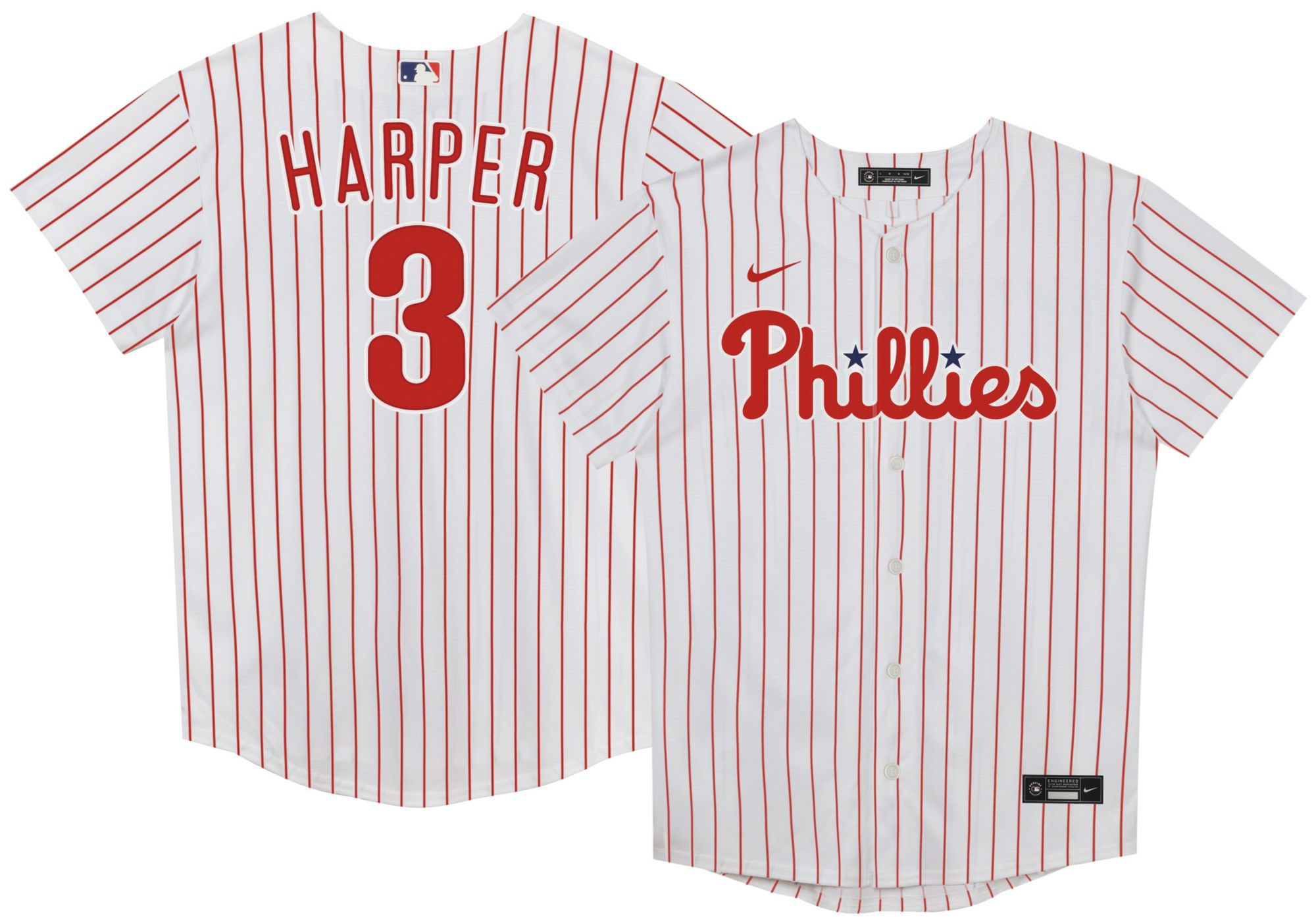 Nike Little Kids' Philadelphia Phillies White Bryce Harper #3 Replica Jersey product image