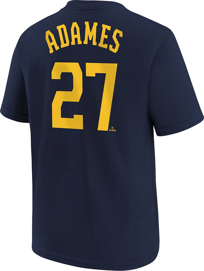 Nike Youth Milwaukee Brewers Willy Adames #27 Navy Home T-Shirt