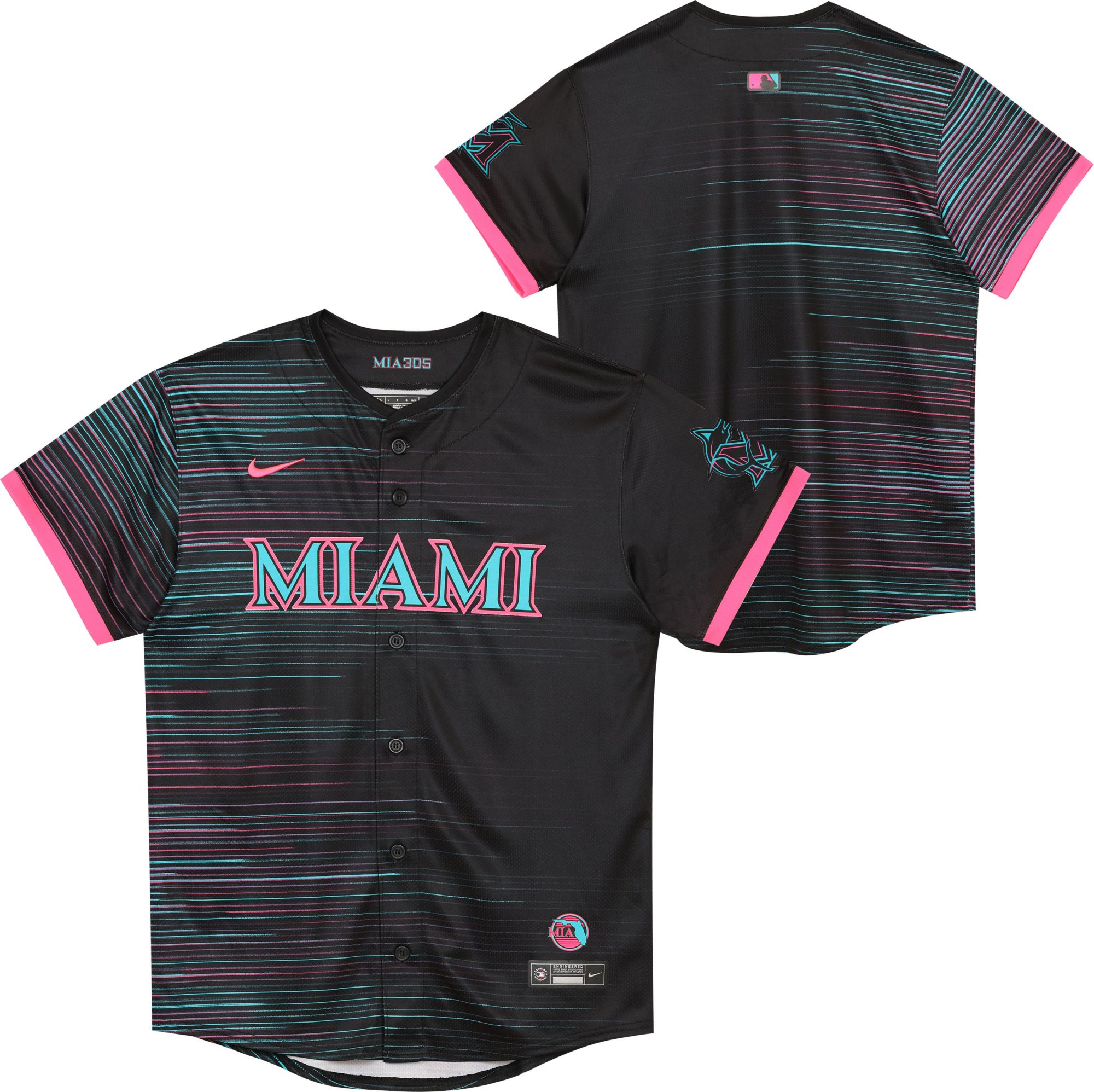 Nike Little Kids' Miami Marlins City Connect Black Limited Vapor Jersey product image