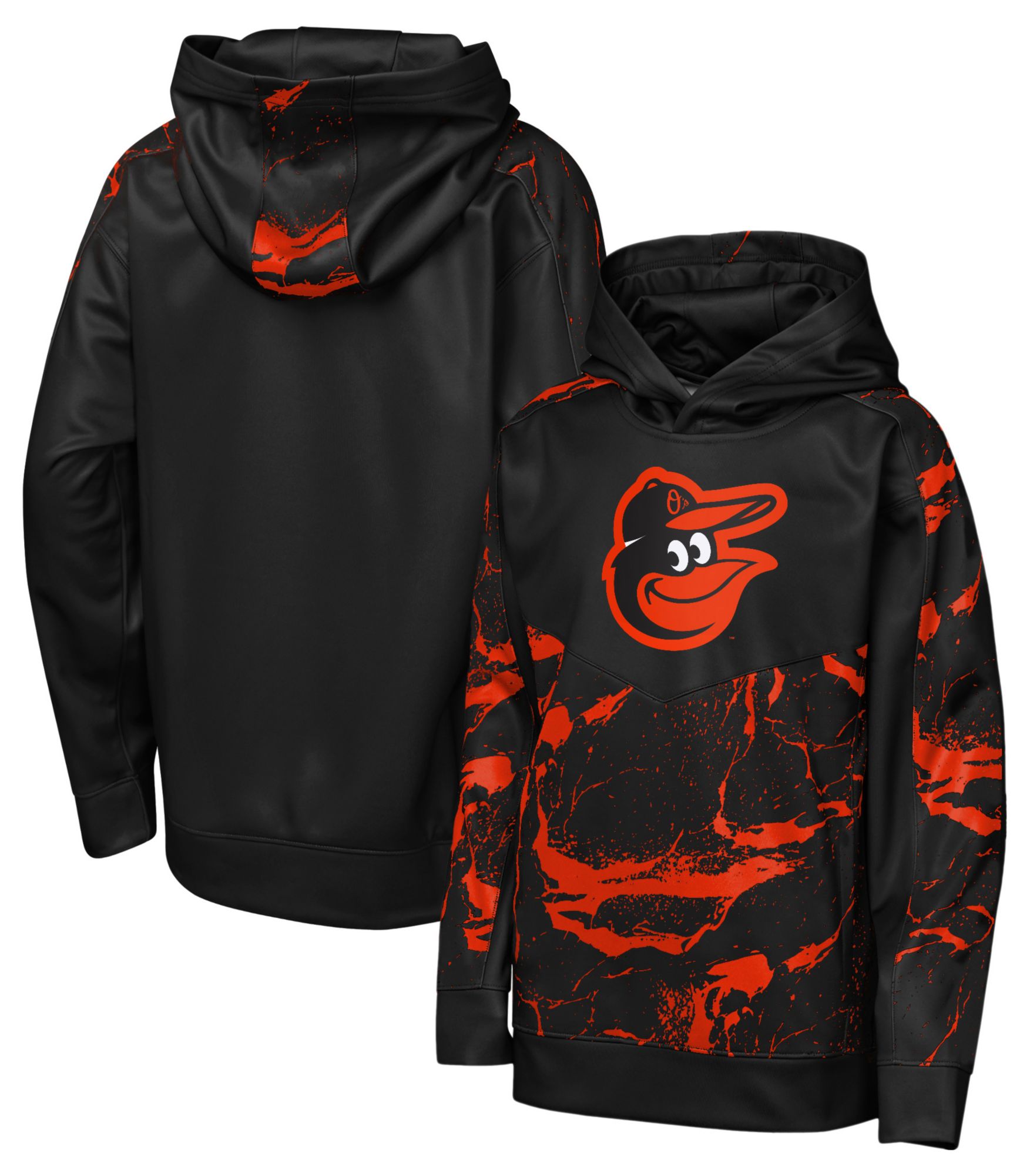 MLB Team Apparel Youth Baltimore Orioles Orange Offensive Line Pullover Hoodie product image