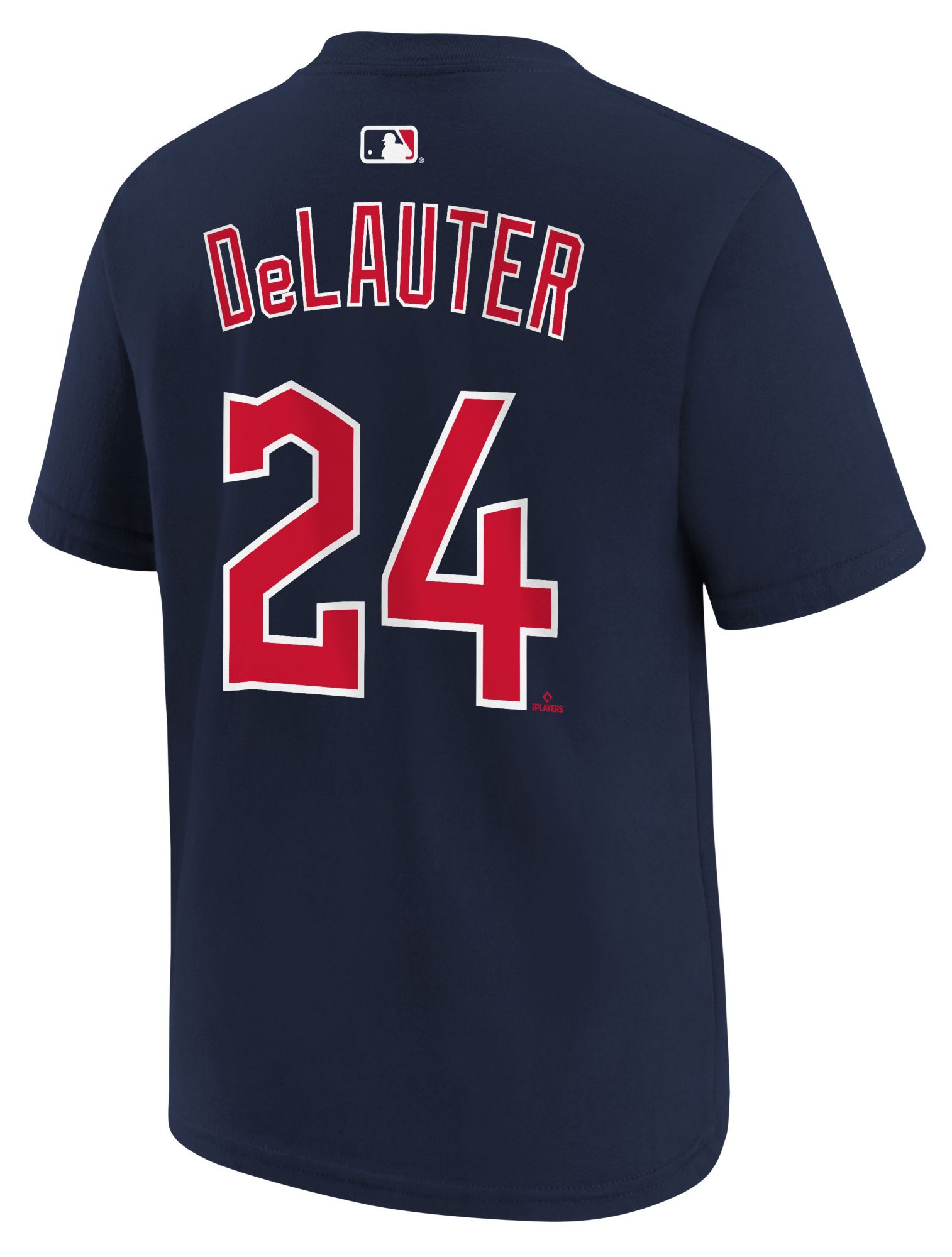 Nike Boys' Cleveland Guardians Navy Chase DeLauter #24 Home T-Shirt product image