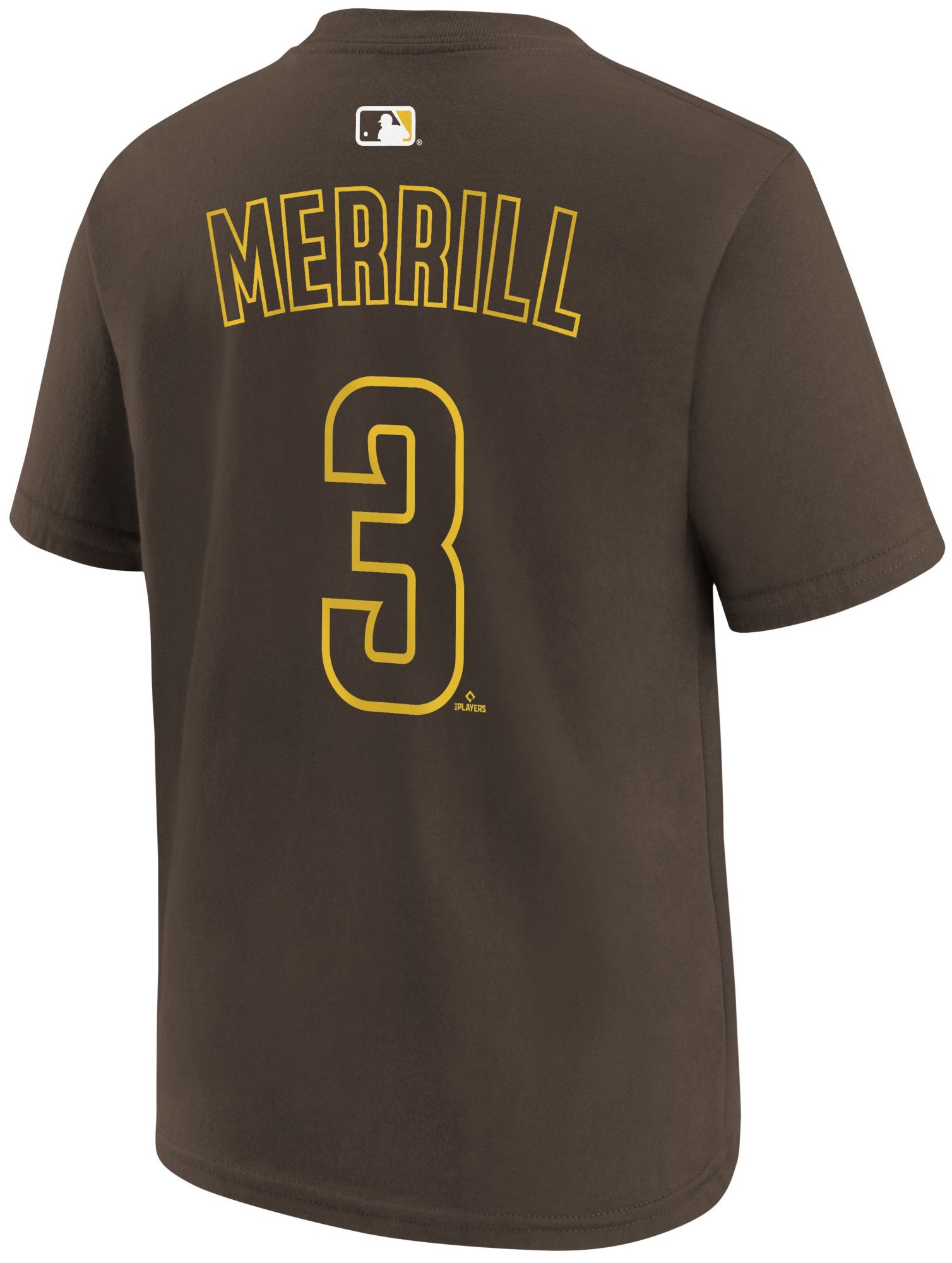 Nike Youth San Diego Padres Jackson Merrill #3 Brown Home T-Shirt product image