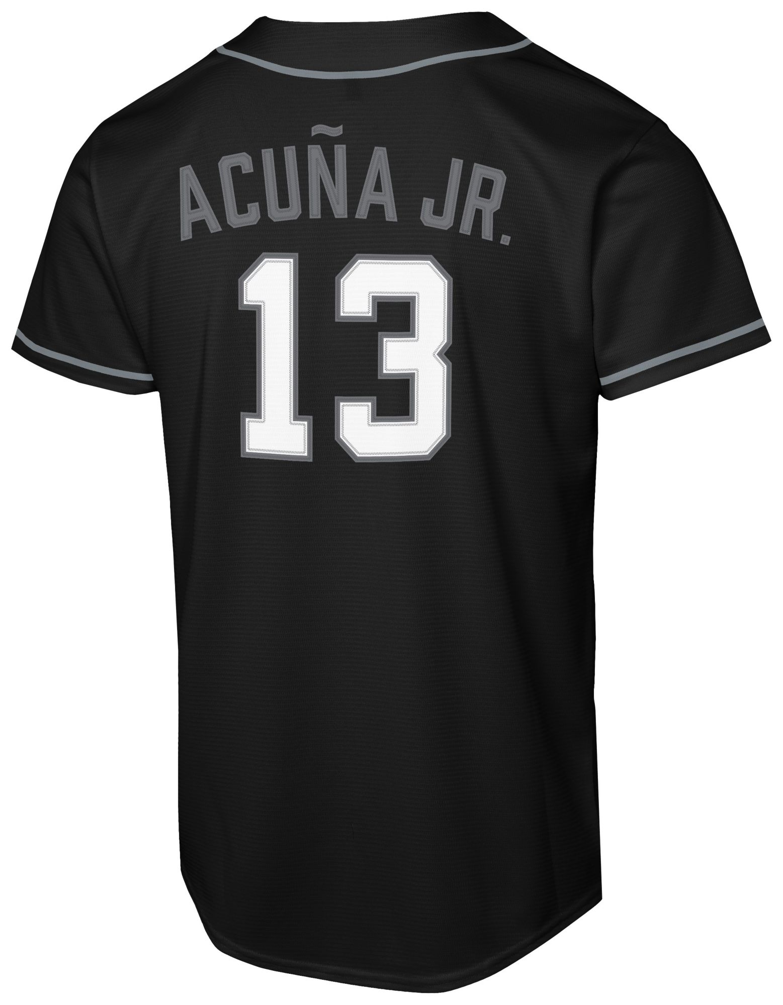 Nike Youth Atlanta Braves Ronald Acuna #13 Black Pitch Black Replica Jersey product image