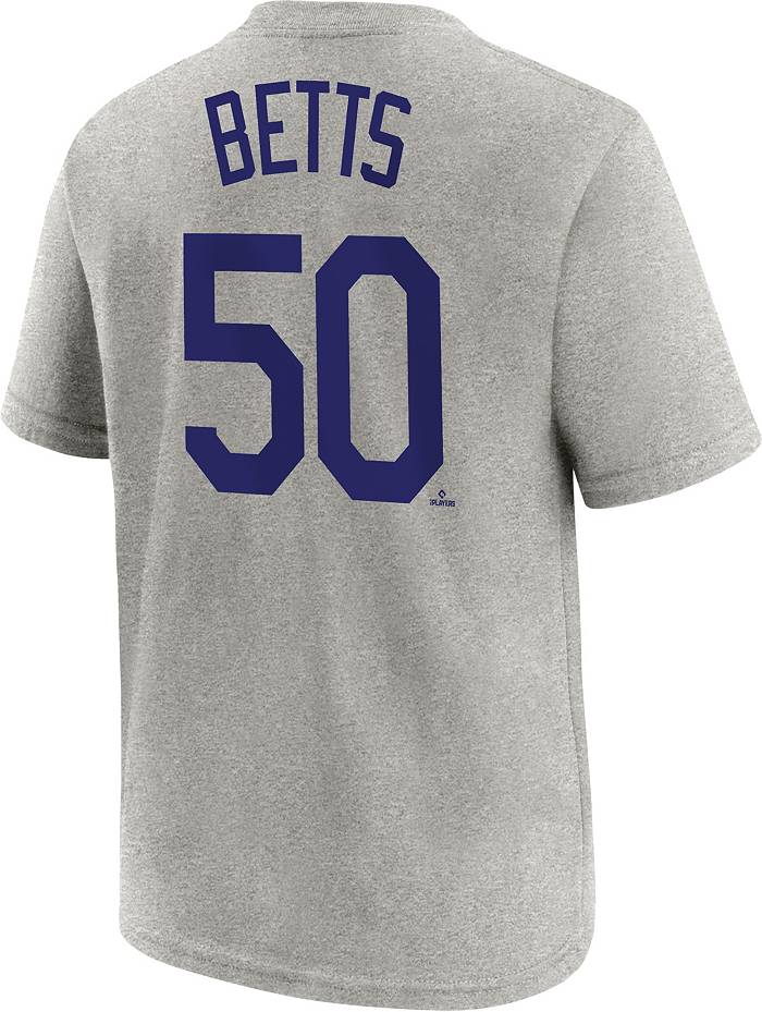 Nike Youth Replica Los Angeles Dodgers Mookie Betts #50 Cool Base Gray  Jersey