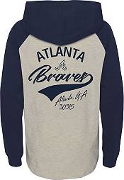 MLB Team Apparel Youth Atlanta Braves Navy Bases Loaded Hooded Long Sleeve T-Shirt product image