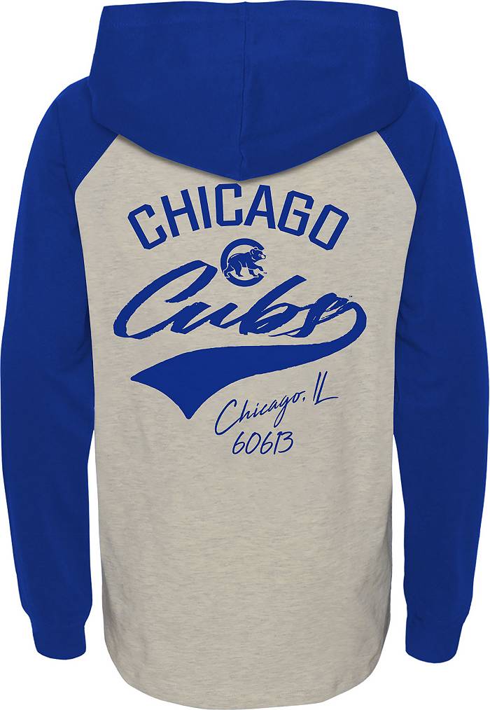 MLB Team Apparel Youth Chicago Cubs Royal Bases Loaded Hooded Long Sleeve T- Shirt