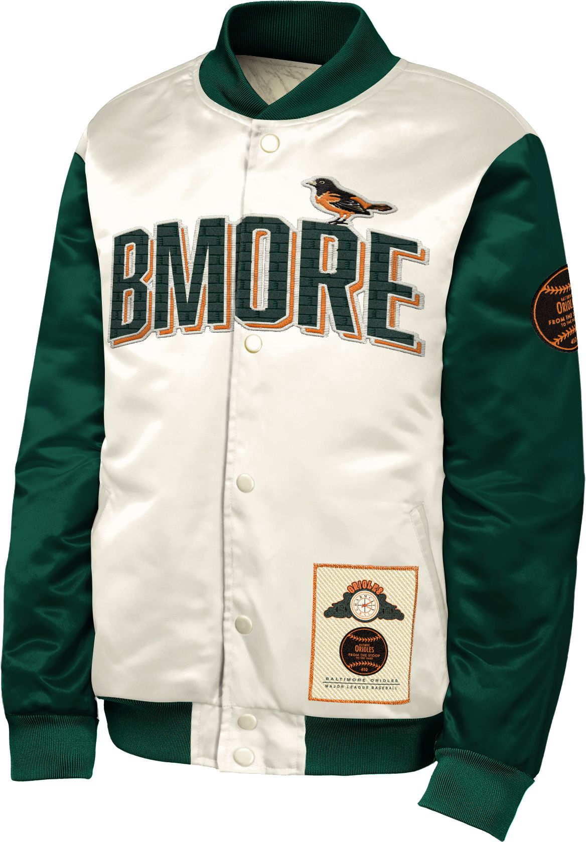 MLB Team Apparel Youth Baltimore Orioles Tan 2026 City Connect Satin Jacket product image