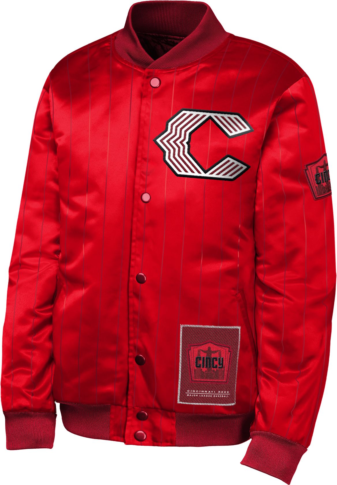 MLB Team Apparel Youth Cincinnati Reds Tan 2026 City Connect Satin Jacket product image