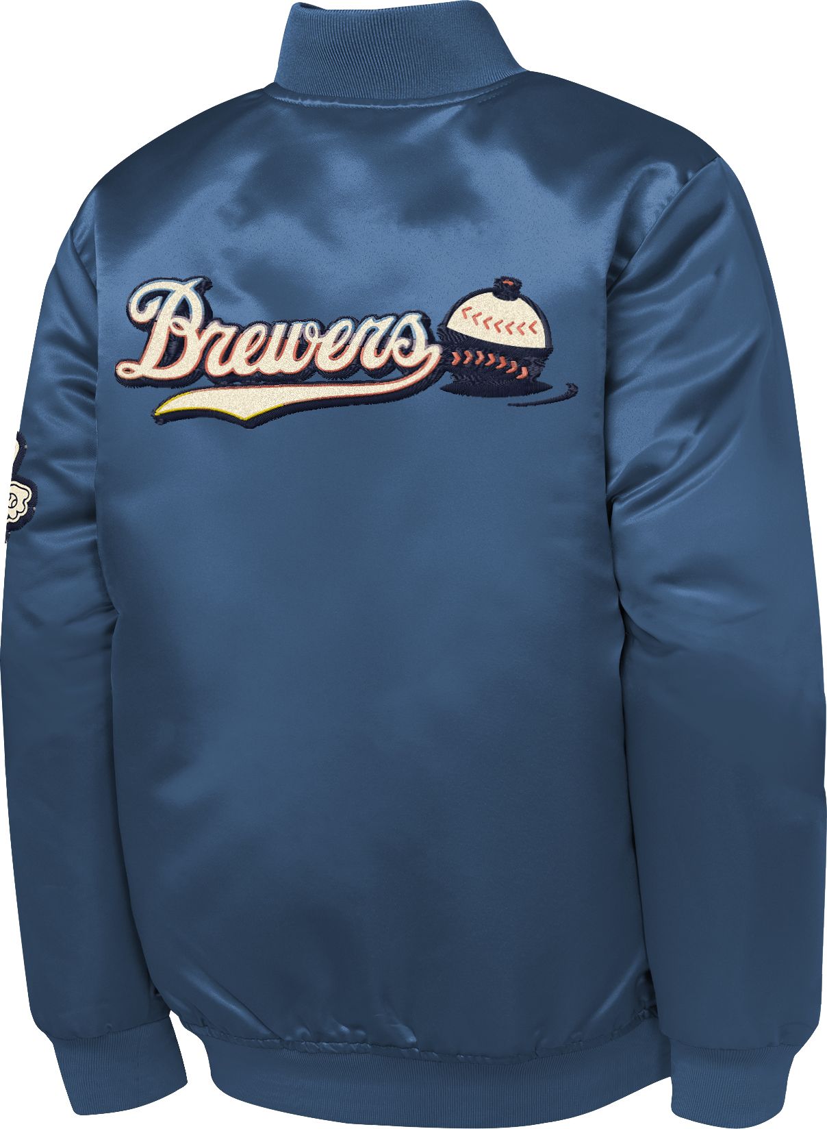 MLB Team Apparel Youth Milwaukee Brewers Tan 2026 City Connect Satin Jacket product image