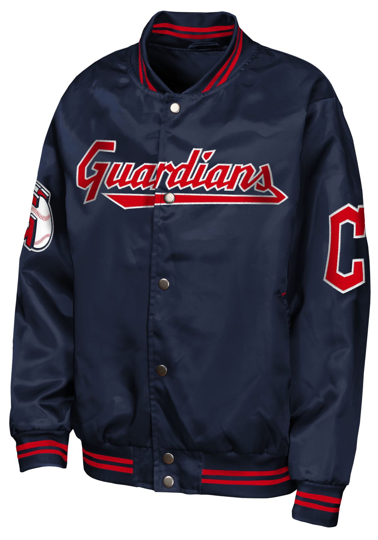 MLB Team Apparel Youth Cleveland Guardians Tailsweep Satin Jacket product image