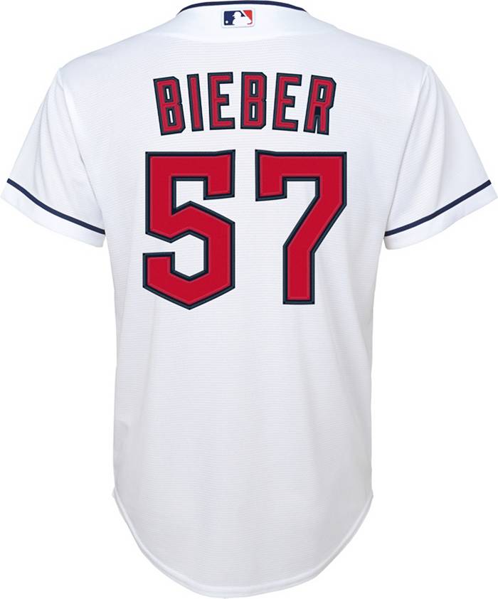 Nike Youth Cleveland Guardians Shane Bieber #57 White Replica Baseball  Jersey