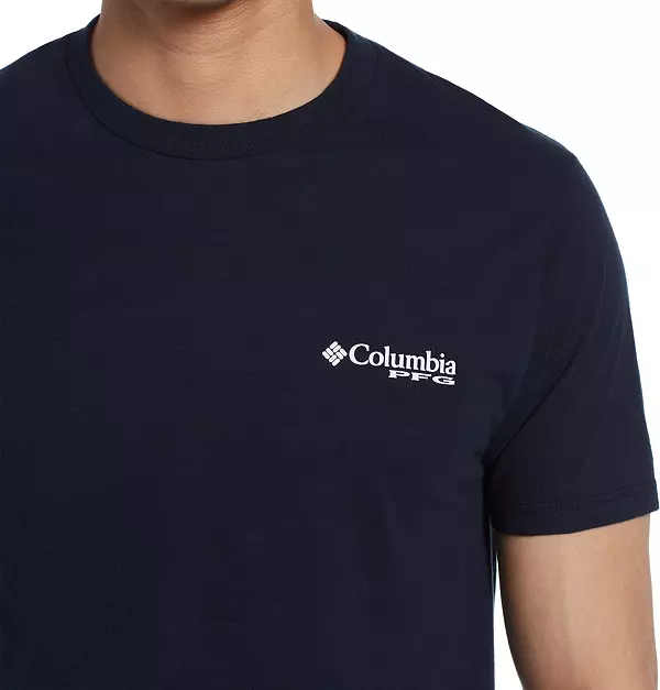 Columbia PFG T Shirt Mens XXL 2XL Blue Short Sleeve USA Flag Of Fish 1559